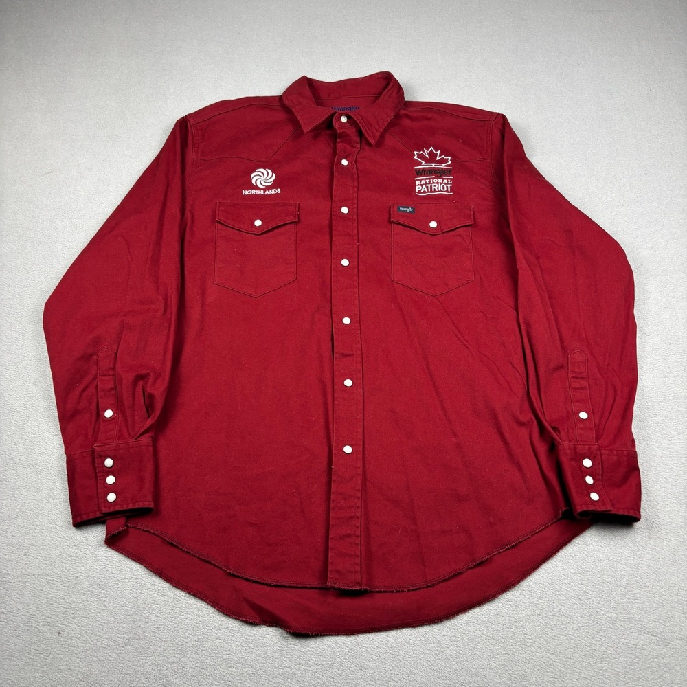 Wrangler National Patriot Northlands Red Western Snap Shirt XL Mens Cowboy